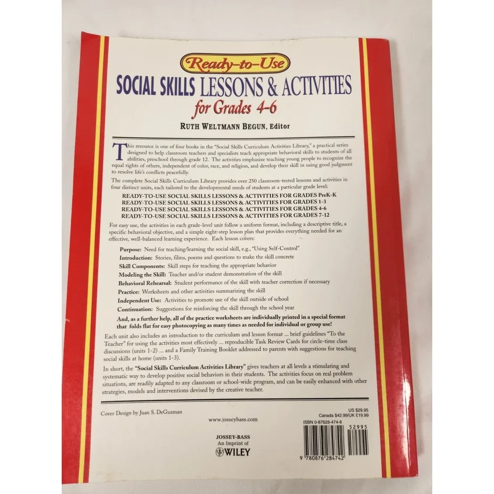 Jossey-Bass Social Skills Lessons Grades 4-6 by Ruth Begun, Paperback